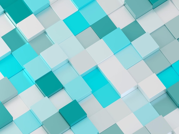 3d rendered abstract blue background with colorful cubes