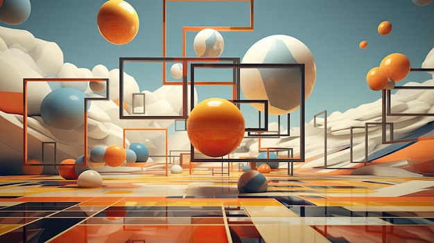 3D rendered abstract geometric shapes