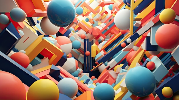 3D rendered abstract geometric shapes