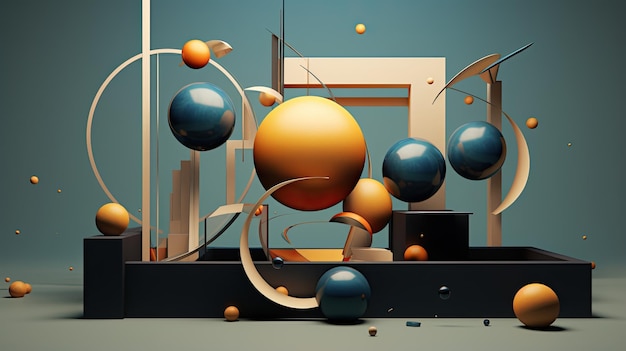 3D rendered abstract geometric shapes