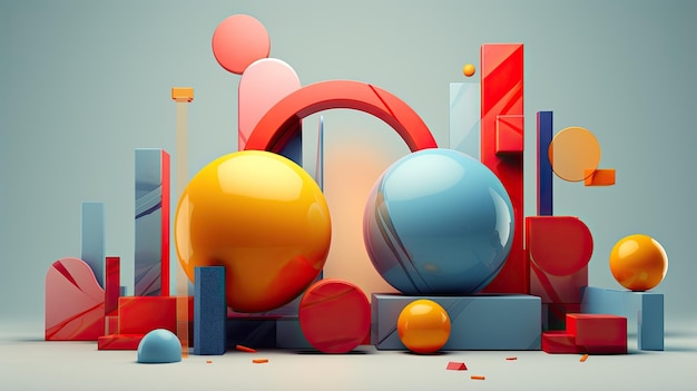 3D rendered abstract geometric shapes