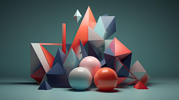 3D rendered abstract geometric shapes