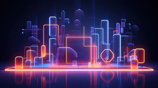 3D rendered abstract neon scene