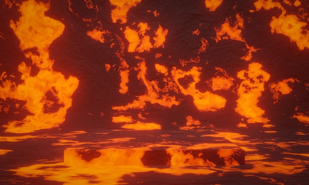 3D rendered abstract volcanic magma background.