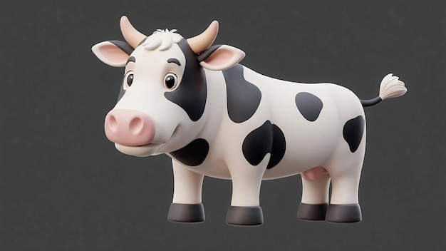 A 3D Rendered Adorable Cow