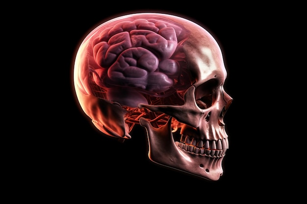 3d rendered anatomy illustration of a human body shape with active brain