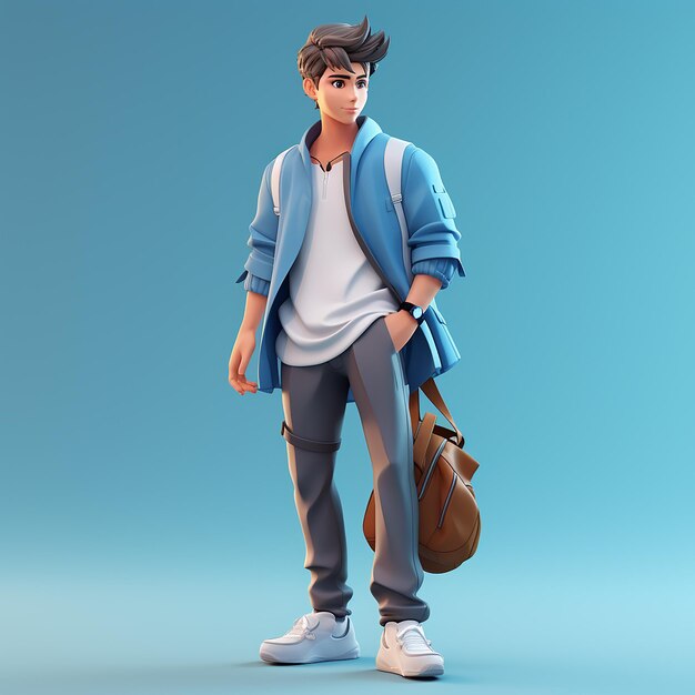 3D rendered animated stylish male character outdoor shoot