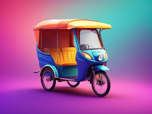 3D rendered auto rickshaw on gradient background Generative AI