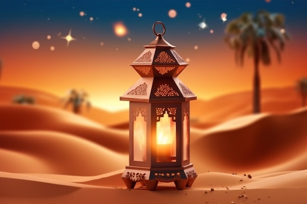 3D rendered Beautiful Islamic background with Islamic elements template