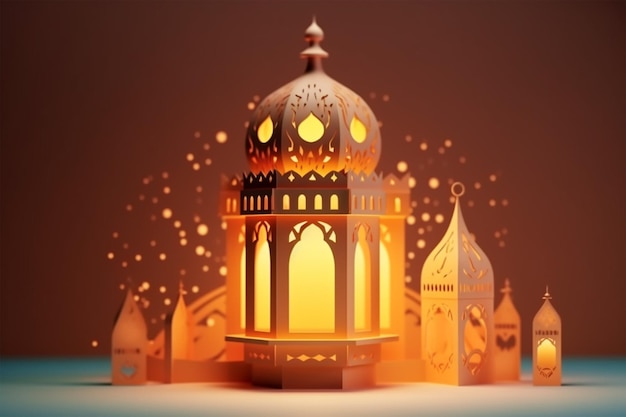 3D rendered Beautiful Islamic background with Islamic elements template