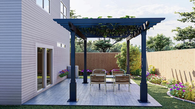 3D rendered of a Black pergola