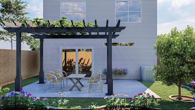 3D rendered of a Black pergola