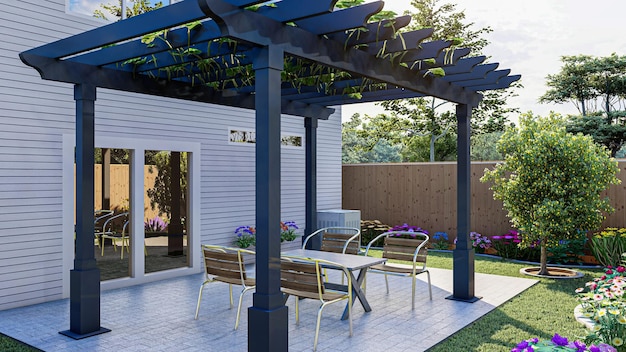 3D rendered of a Black pergola