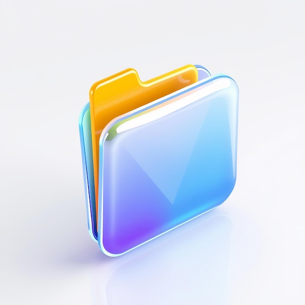 3D rendered blue folder icon with orange tab