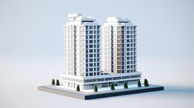 3D rendered buildings isolated