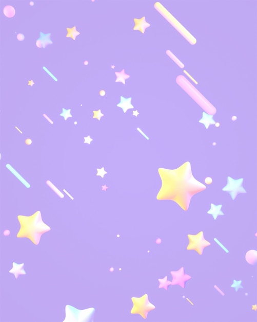 3d rendered carton soft pastel shooting stars sky.