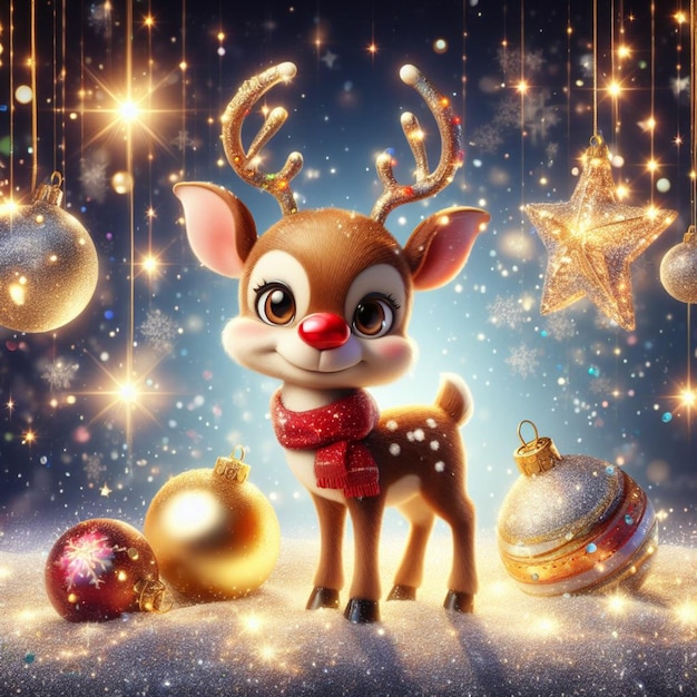 3D rendered cartoon Christmas characters