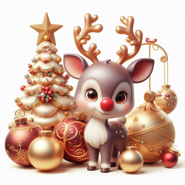 3D rendered cartoon Christmas characters