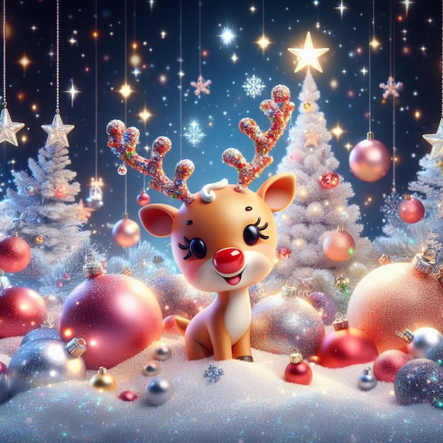 3D rendered cartoon Christmas characters