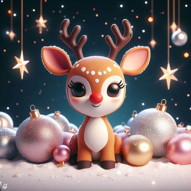 3D rendered cartoon Christmas characters