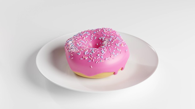 3d rendered cartoon donuts white background