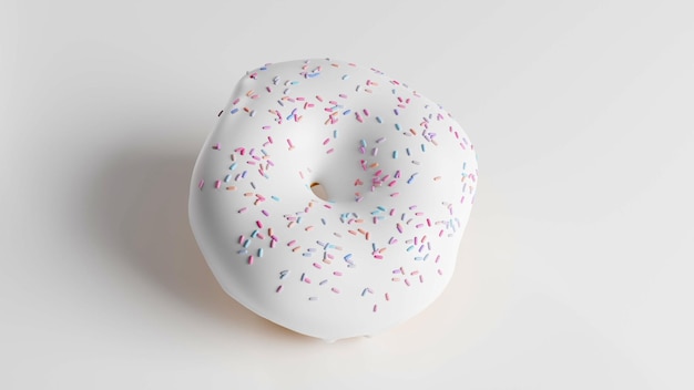 3d rendered cartoon donuts white background