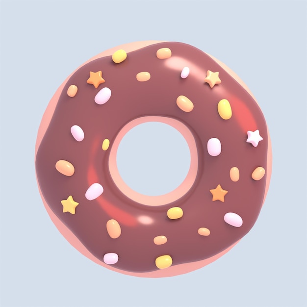 3d rendered cartoon milk chocolate donut object