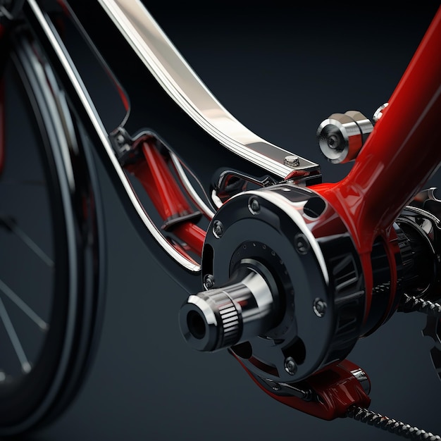 3d rendered A close up of a bike with a red brake and carbon handlebars