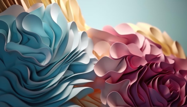 3d rendered colorful 3d flowers Generative Ai