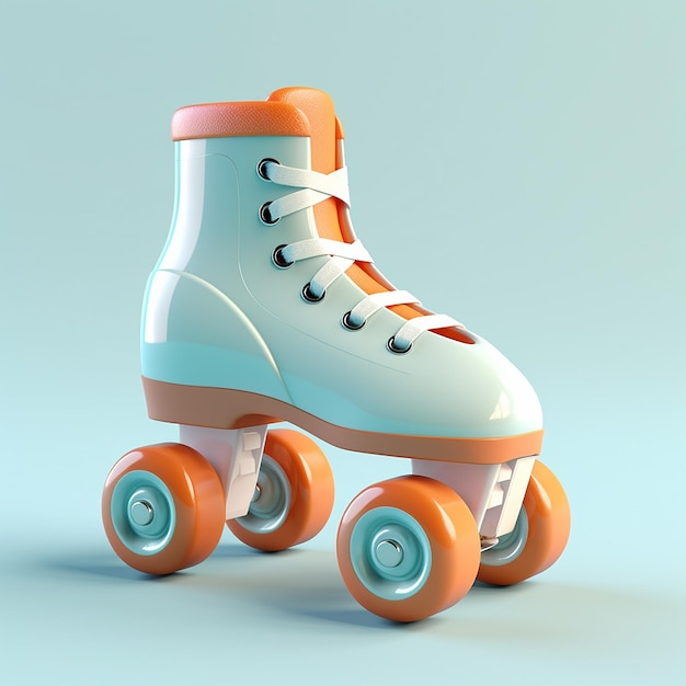 3d rendered cute roller skate on solid background