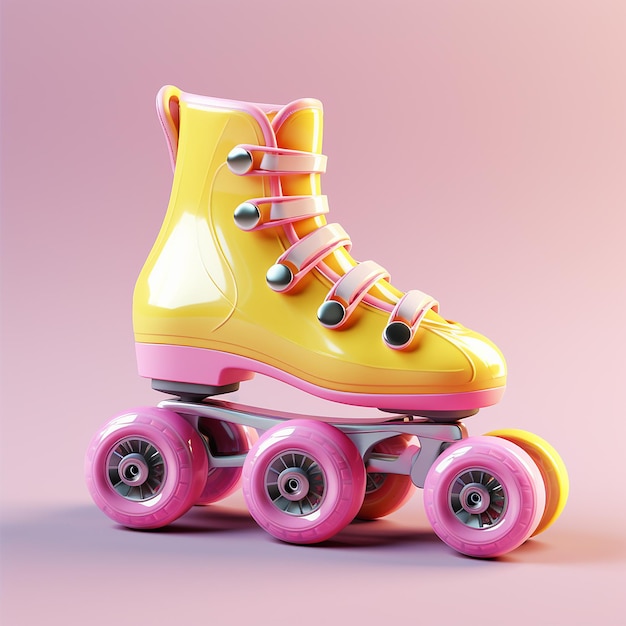 3d rendered cute roller skate on solid background