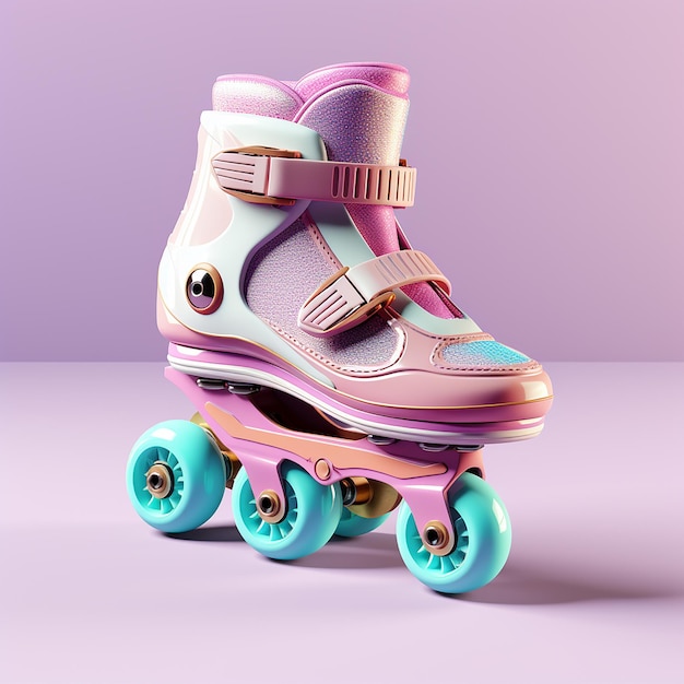 3d rendered cute roller skate on solid background