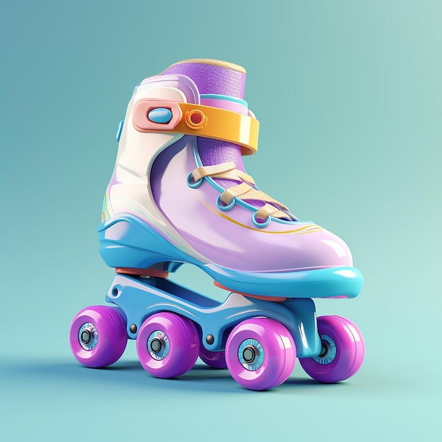 3d rendered cute roller skate on solid background