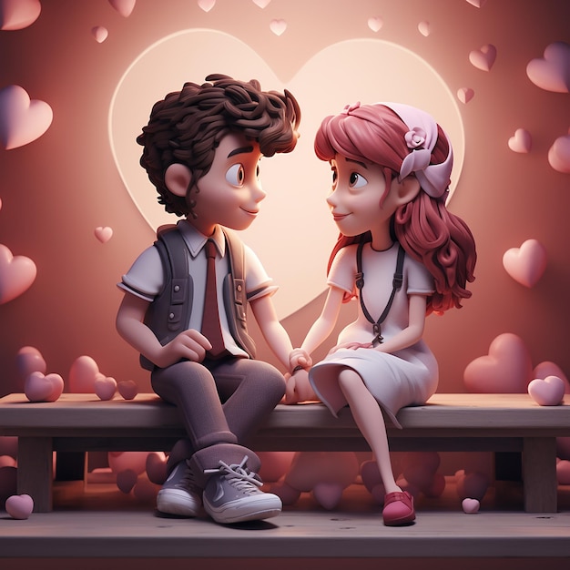 Photo 3d rendered cute and seductive couple sharing love