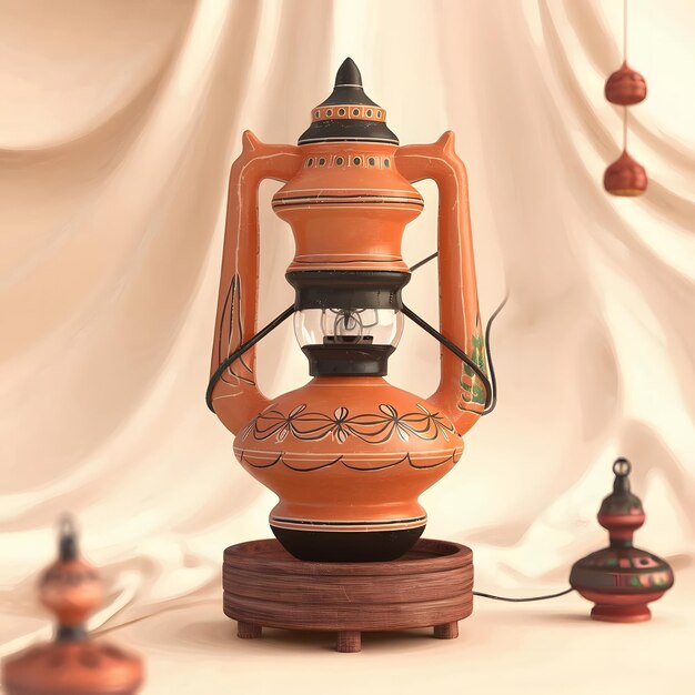 Photo 3d rendered diwali lamp scene with festive decorations