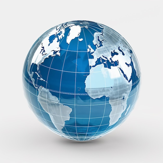 3d rendered earth globe on white isolated background