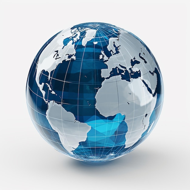 3d rendered earth globe on white isolated background