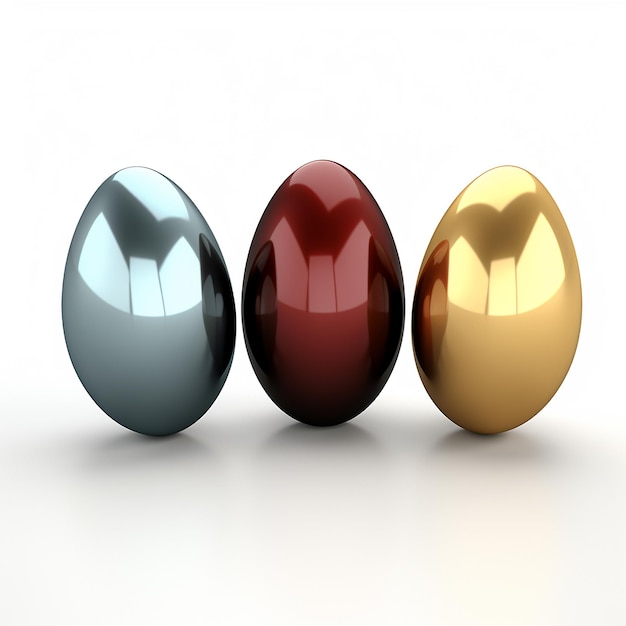 3D rendered Easter colorful eggs isolated on a white background