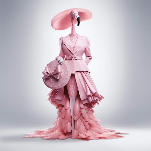 3D rendered Fabulous flamingo transformed fashion