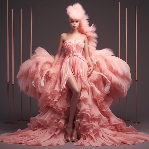 Photo 3d rendered fabulous flamingo transformed fashion