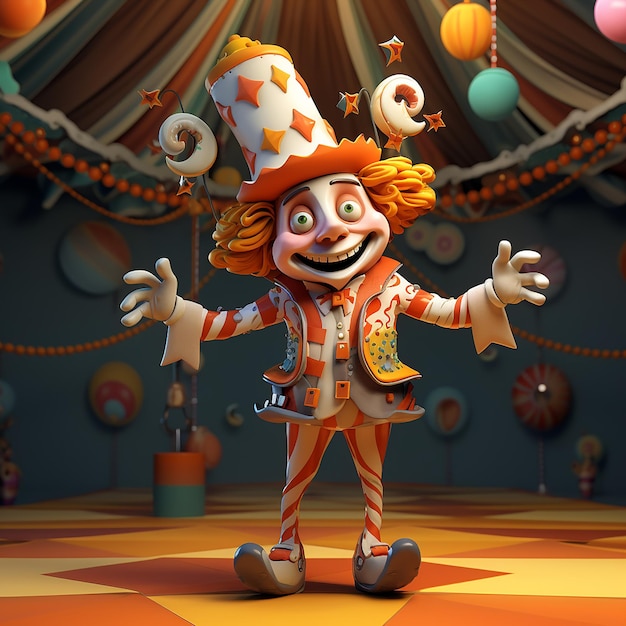 3d rendered fun carnival character