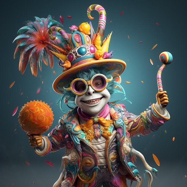 3d rendered fun carnival character