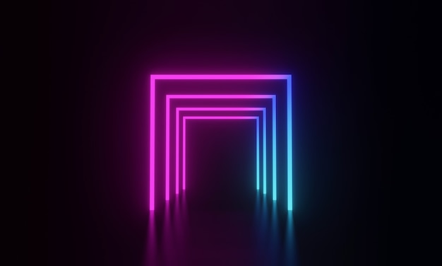 3D rendered glowing neon light