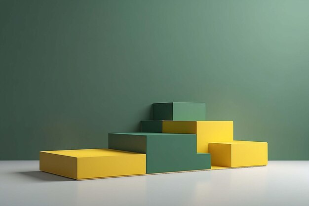 3D rendered green and yellow product stand Podium mockup