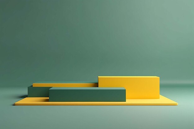 3D rendered green and yellow product stand Podium mockup