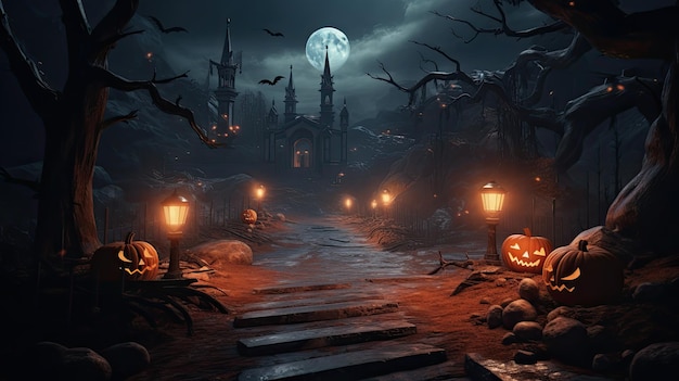 3D rendered halloween themed background wallpaper