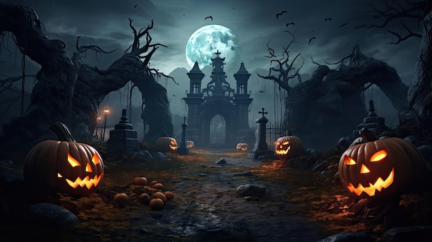 3D rendered halloween themed background wallpaper