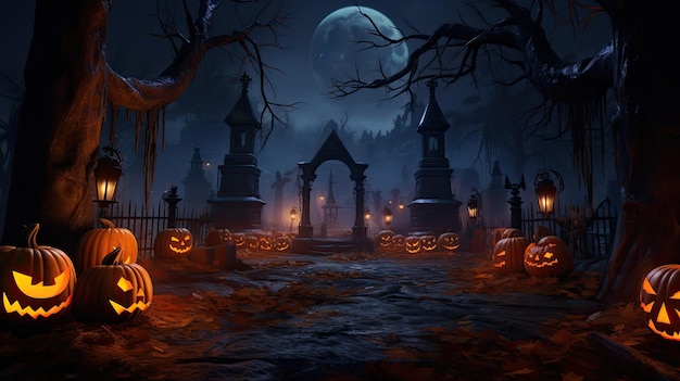 3D rendered halloween themed background wallpaper