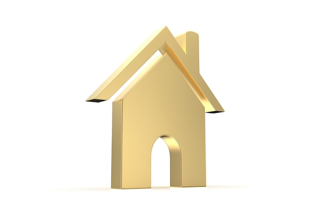 Photo 3d rendered house icon isolated on white background with shadow