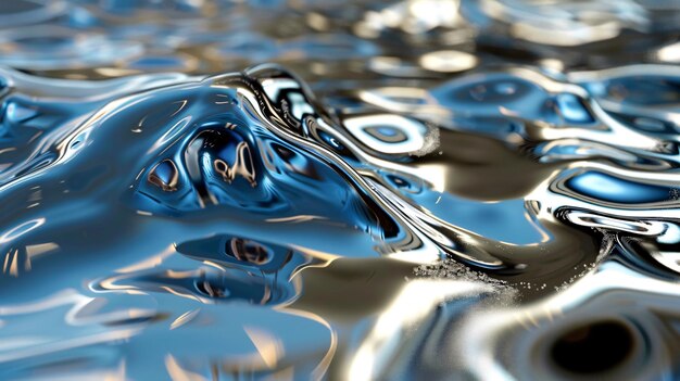 3d rendered illustration fluid glossy silver metal background